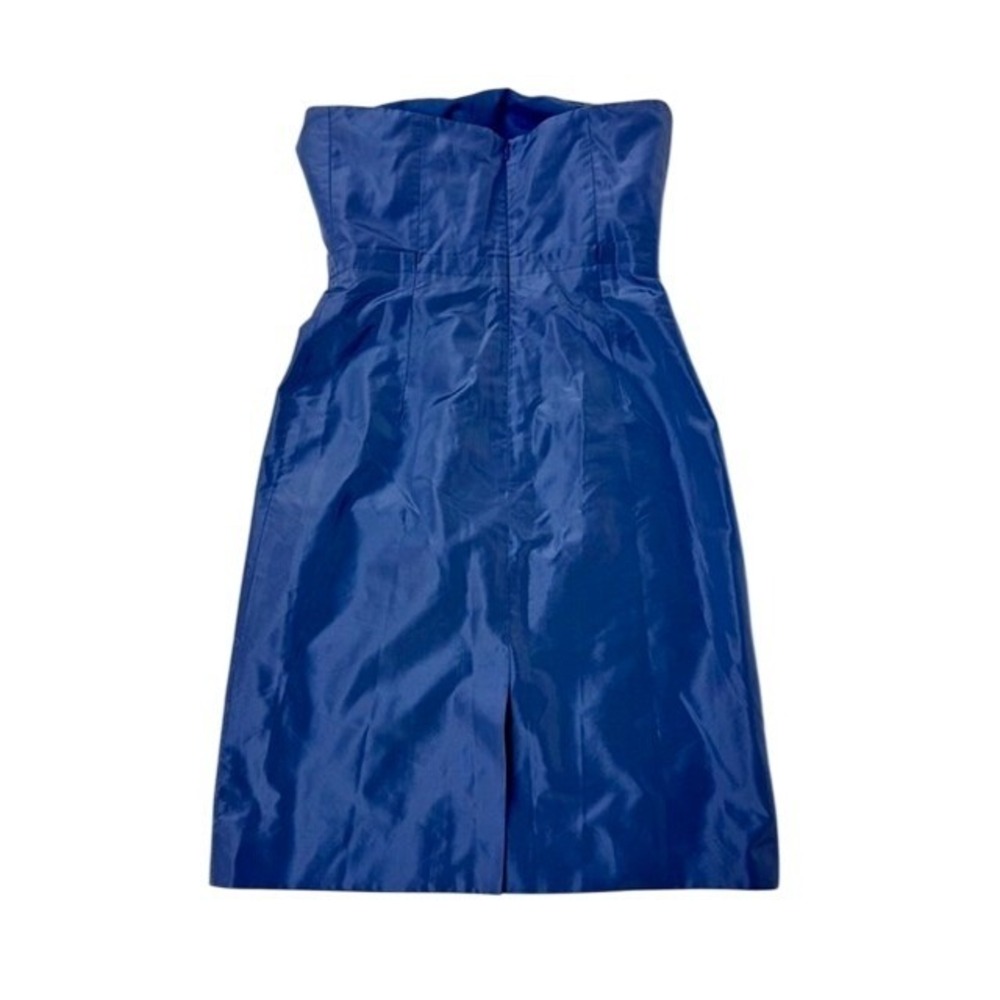 J.Crew Womens Blue 100% Silk Strapless Cocktail Dress Size 2 Pleated Bodice - Picture 4 of 4